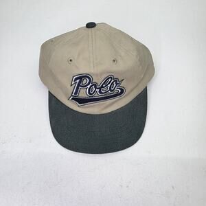 Vintage Polo Ralph Lauren Golf Script Strapback Hat Baseball Cap Khaki Green